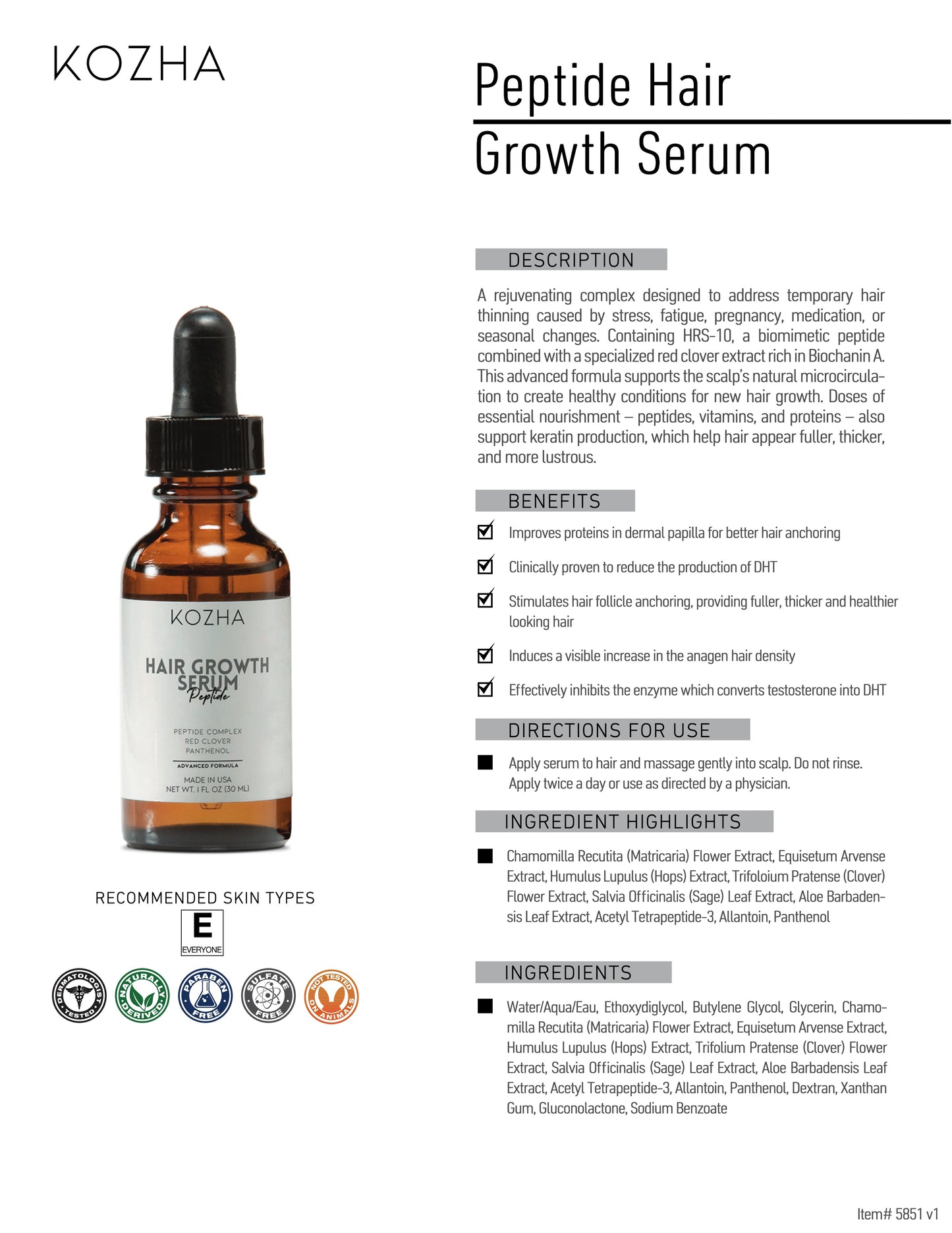 Peptide Hair Growth Serum