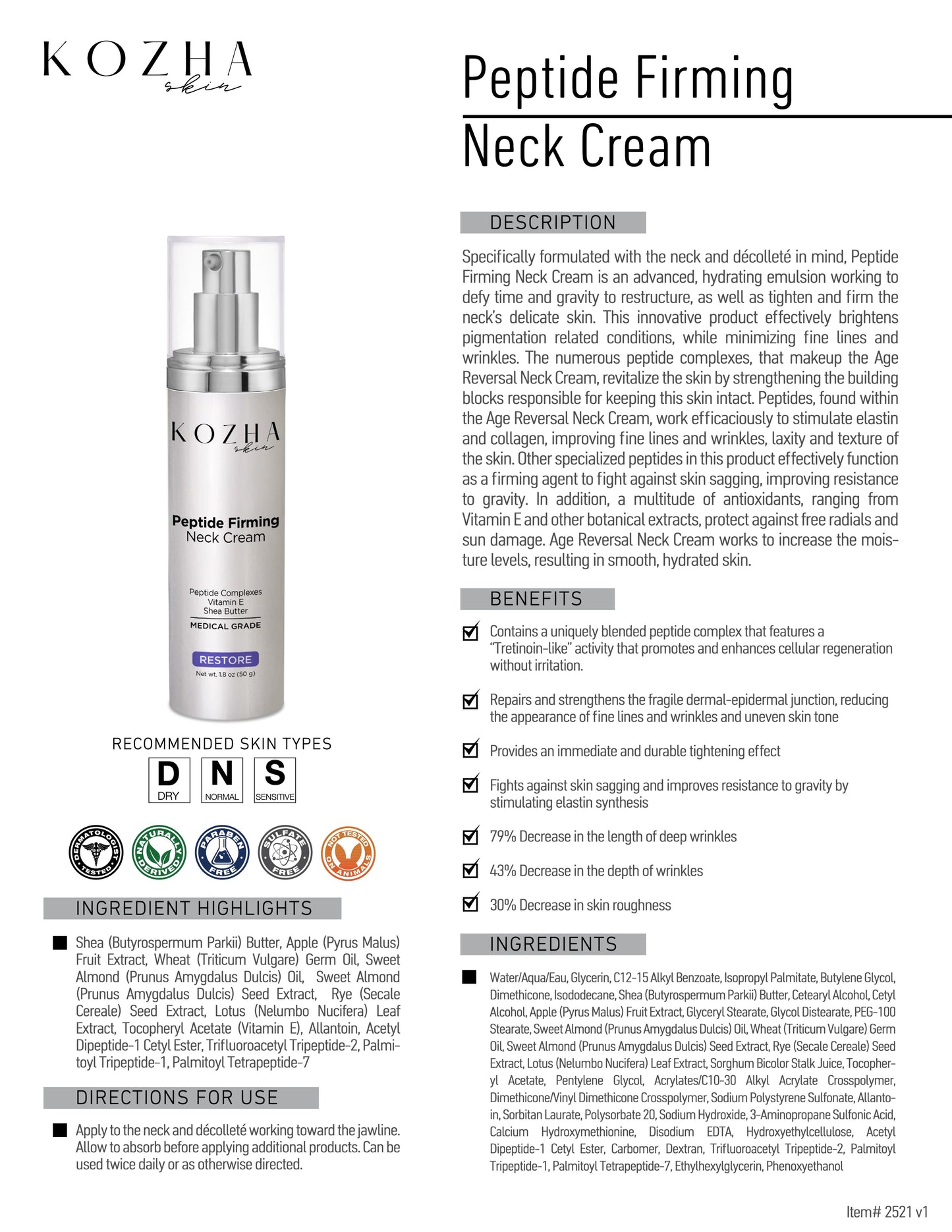 Peptide Firming Neck Cream - NEW!